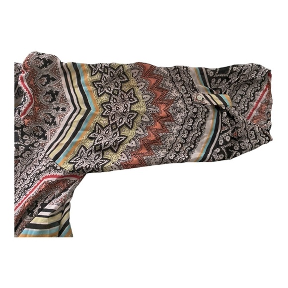 Democracy tunic top, size 1X, multicolored, deep VNeck, half-button slip on. - Picture 4 of 6